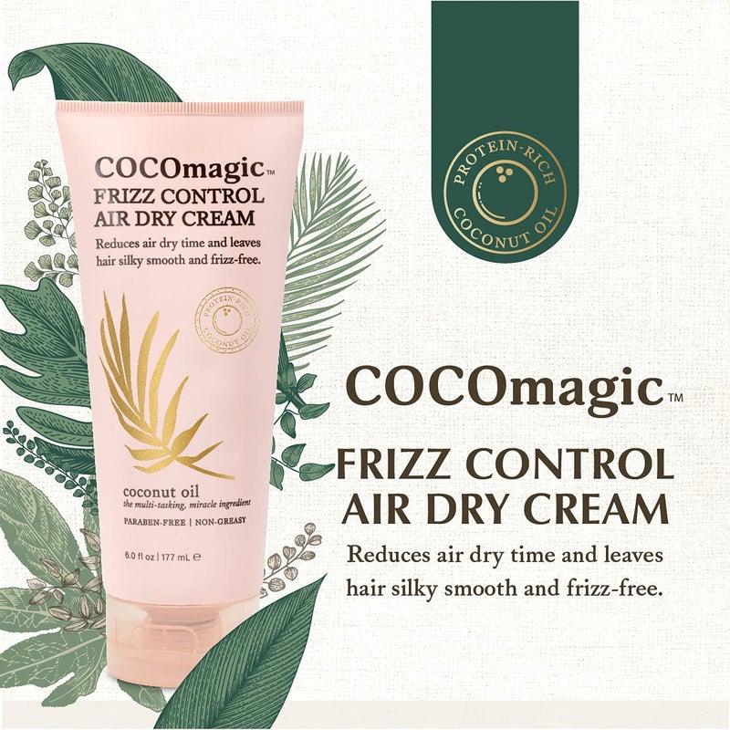 Cocomagic Frizz Control Air Dry Cream | Anti-Frizz Styling Cream | Helps to Calm and Smooth Frizzy Hair | Paraben Free, Cruelty Free, Made in USA (6 oz) - Image 2