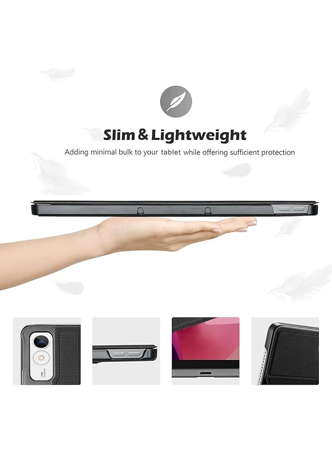 Procases Cover For Lenovo Tab P12 12.7 Inch 2023 Case Tb370Fu With Pen Holder Slim Folio Case Protective Hard Shell Lightweight Stand Smart Cover For 12.7 Inch Lenovo Tab P12 2023 -Black - Image 4