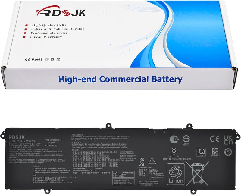 C31N2019 C31N2019-1 Laptop Battery for Asus VivoBook Pro 14X OLED M7400 15 OLED M3500QC M3500QC-L1062T M3500QC-L1079T M3500QC-L1081T M3500QC-L1142T L1221T M3500QC-L1249W M3500QC-L1347W 11.61V 63Wh - Image 1