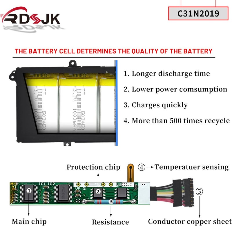 C31N2019 C31N2019-1 Laptop Battery for Asus VivoBook Pro 14X OLED M7400 15 OLED M3500QC M3500QC-L1062T M3500QC-L1079T M3500QC-L1081T M3500QC-L1142T L1221T M3500QC-L1249W M3500QC-L1347W 11.61V 63Wh - Image 4