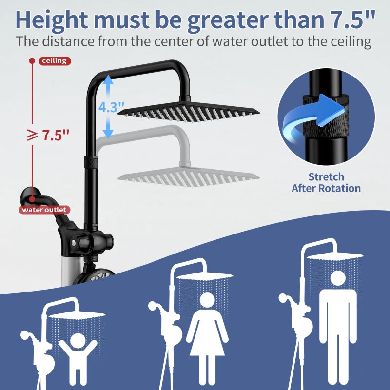SINGSUO Filtered Rain Shower Head with Handheld Spray Combo, High Pressure Dual Shower Head with Filter for Hard Water, Modern Magnetix Double Shower Head and Handle Set, Adjustable Lift Bar (Black) - Image 4
