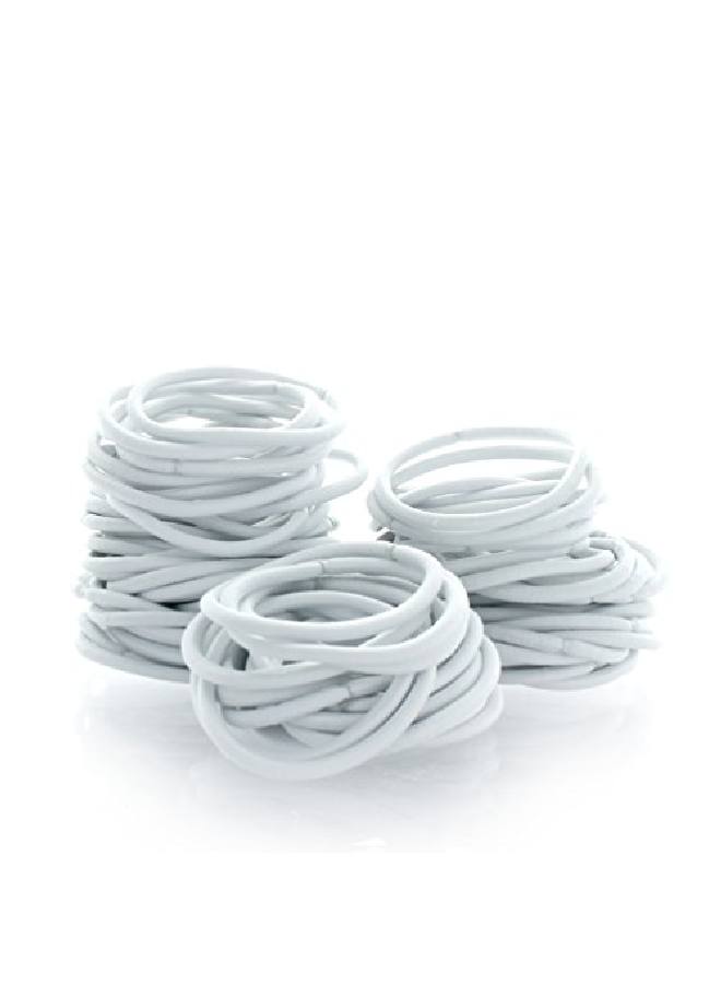 My Lello Hair Elastics Hair Ties Professional Grade Ponytail Holders 100 Pack White - Image 1
