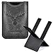 menesia Black Stainless Foldable Cigar Stand Holder with Travel PU Leather CaseLightweight Steel Portable Cigar Cigarette Display Shelf Tray - Image 1