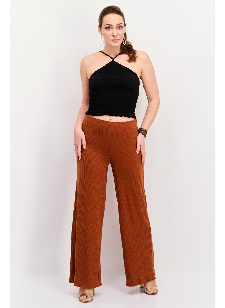 Women Regular Fit Ribbed Wide Pants, Rust - pzsku/ZF0CD6184D4DEDA73CB50Z/45/_/1737642050/11c99dfc-f407-4009-a6d0-c506308b1680