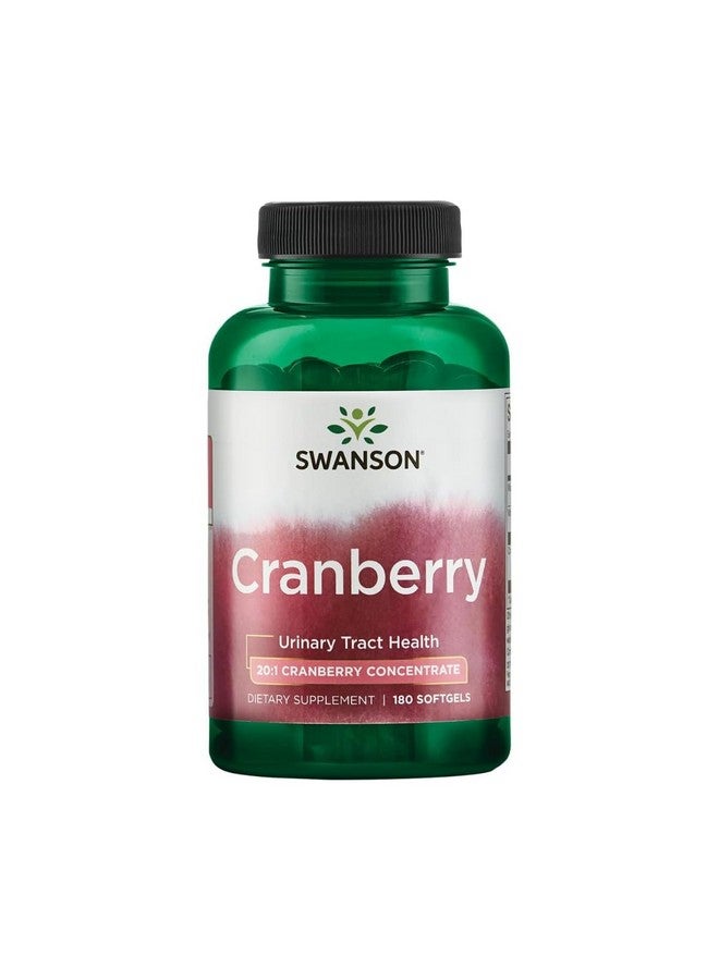 سوانسون Swanson Cranberry - يدعم صحة المسالك البولية، والتحكم في المثانة، ويعزز وظائف الكلى الصحية - مكمل التوت البري المصنوع من مركز عصير التوت البري بنسبة 20:1 - (180 كبسولة هلامية) - Image 1