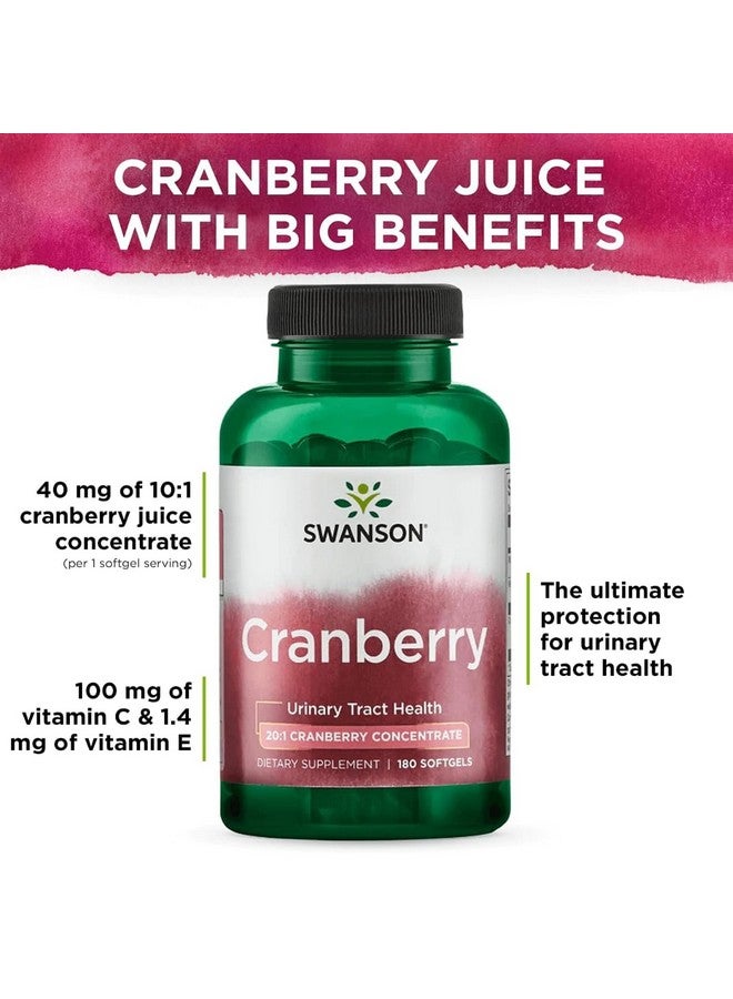 سوانسون Swanson Cranberry - يدعم صحة المسالك البولية، والتحكم في المثانة، ويعزز وظائف الكلى الصحية - مكمل التوت البري المصنوع من مركز عصير التوت البري بنسبة 20:1 - (180 كبسولة هلامية) - Image 3