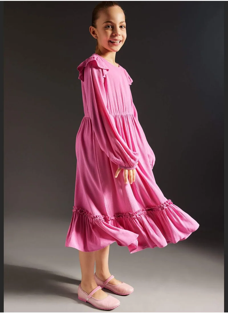 ديفاكتو Girl Long Sleeve Woven Dress