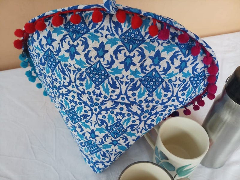 Malan Bai Mandala Tea Cozy Cover White Hand Block Winter Tea Cozy Cotton Tea Kettle Warmer Pot Cover Hot Coffee Cover Handamde Kitchen Décor Brand: Malan Bai (Pattern 34) - Image 4
