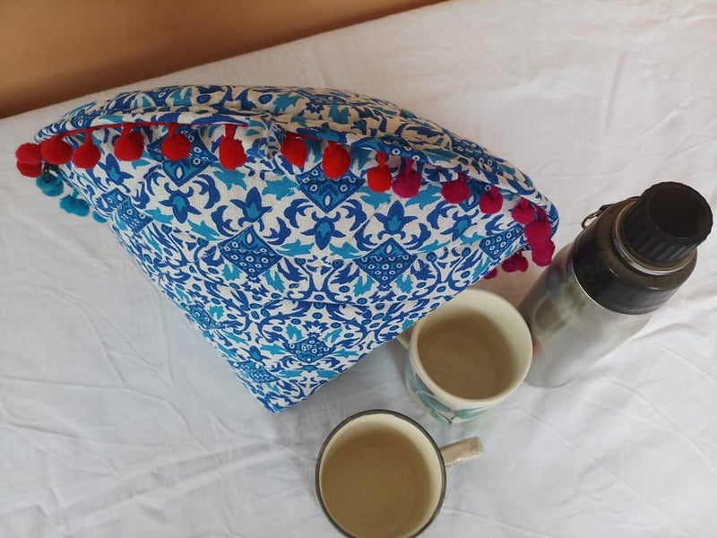 Malan Bai Mandala Tea Cozy Cover White Hand Block Winter Tea Cozy Cotton Tea Kettle Warmer Pot Cover Hot Coffee Cover Handamde Kitchen Décor Brand: Malan Bai (Pattern 34) - Image 3