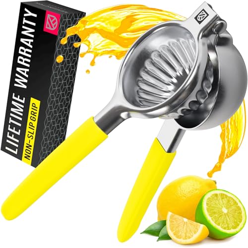 KENSINGTON LONDON Stainless Steel Lemon Squeezer Press  No Seeds ProGrade Effortlessly Get Every Drop  Manual NonSlip Grip Design  Lemon Lime Squeezer Orange and Citrus Fruit Hand Held Lemon Juicer Squeezer