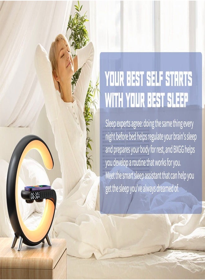 C&C Home - Multifunction Wireless Charger Portable Bluetooth Speaker Alarm Clock Multi Color Intelligent RGB LED with Music Syncing App Control Atmosphere Nightstand Smart Table Lamp for Bedroom - Image 1