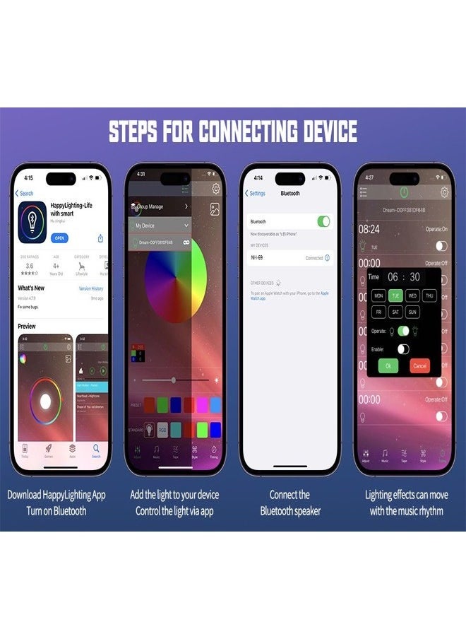 C&C Home - Multifunction Wireless Charger Portable Bluetooth Speaker Alarm Clock Multi Color Intelligent RGB LED with Music Syncing App Control Atmosphere Nightstand Smart Table Lamp for Bedroom - Image 1