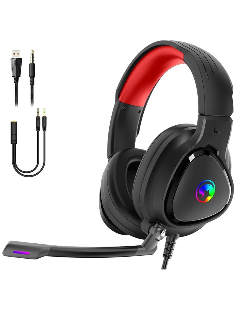 سماعة جيمينج  - موديل – HG8958 – RGB - مزودة ميكروفون متعدد الاتجاهات للاتصال الواضح تمامًا- صوت قوى  -  صوت محيطي استريو مع التحكم في مستوى الصوت في أغطية الأذن -  مبطنة  - اسود - Image 1