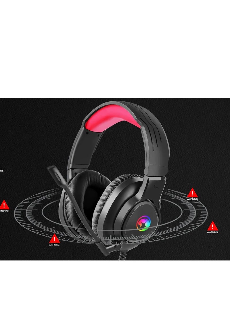 سماعة جيمينج  - موديل – HG8958 – RGB - مزودة ميكروفون متعدد الاتجاهات للاتصال الواضح تمامًا- صوت قوى  -  صوت محيطي استريو مع التحكم في مستوى الصوت في أغطية الأذن -  مبطنة  - اسود - Image 4