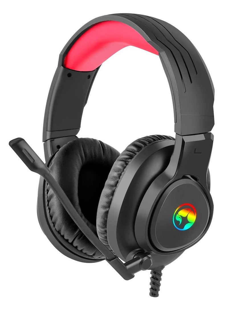 سماعة جيمينج  - موديل – HG8958 – RGB - مزودة ميكروفون متعدد الاتجاهات للاتصال الواضح تمامًا- صوت قوى  -  صوت محيطي استريو مع التحكم في مستوى الصوت في أغطية الأذن -  مبطنة  - اسود - Image 3