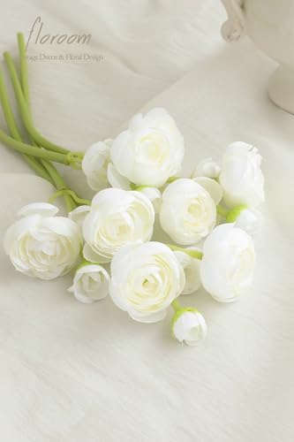 Floroom Ranunculus Artificial Flowers 18 Pcs Ivory Faux Silk Mini Ranunculus Bulk Fake Wedding Filler Flowers for DIY Bouquets, Centerpieces, Bridal Shower Decorations & Arrangements - Image 3