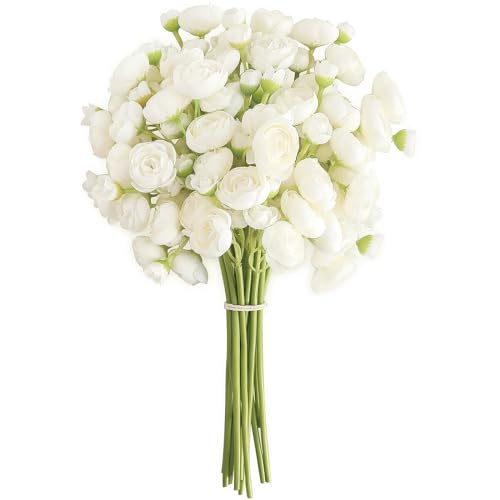 Floroom Ranunculus Artificial Flowers 18 Pcs Ivory Faux Silk Mini Ranunculus Bulk Fake Wedding Filler Flowers for DIY Bouquets, Centerpieces, Bridal Shower Decorations & Arrangements - Image 5