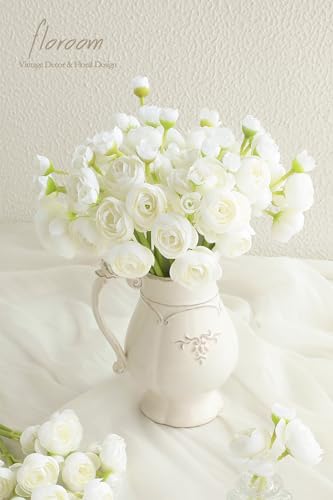Floroom Ranunculus Artificial Flowers 18 Pcs Ivory Faux Silk Mini Ranunculus Bulk Fake Wedding Filler Flowers for DIY Bouquets, Centerpieces, Bridal Shower Decorations & Arrangements - Image 2