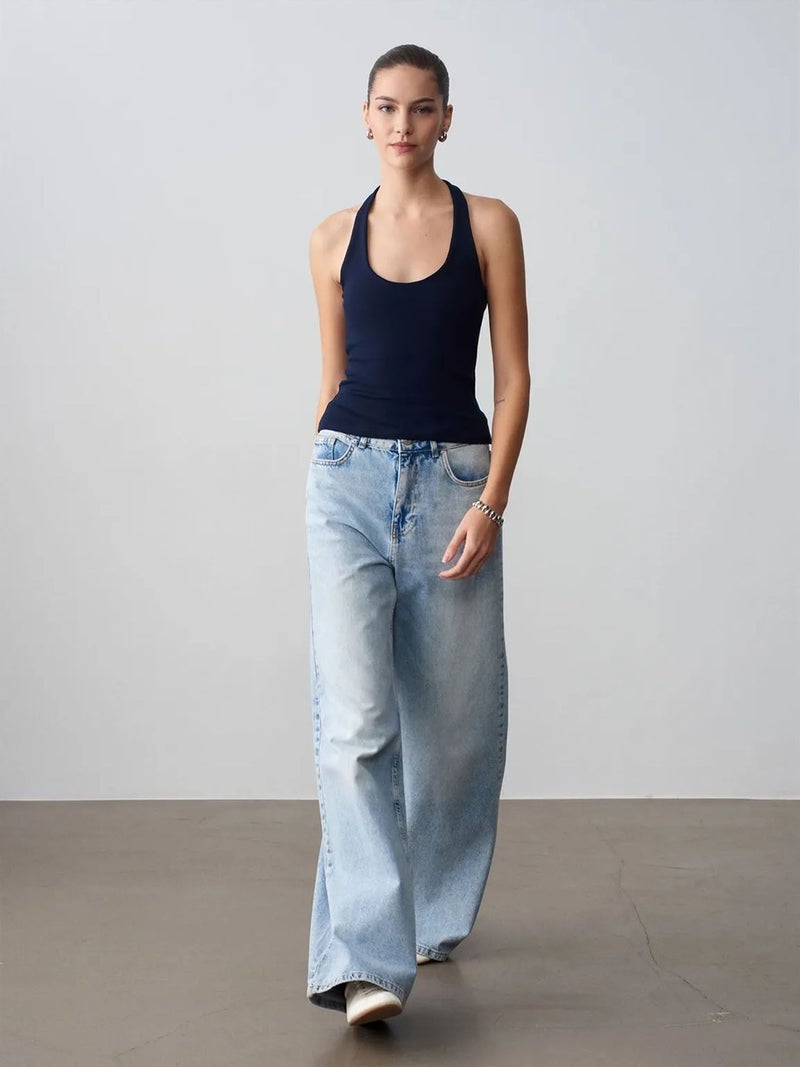 DILVIN Ribbed Halterneck Sleeveless Blouse - Image 4