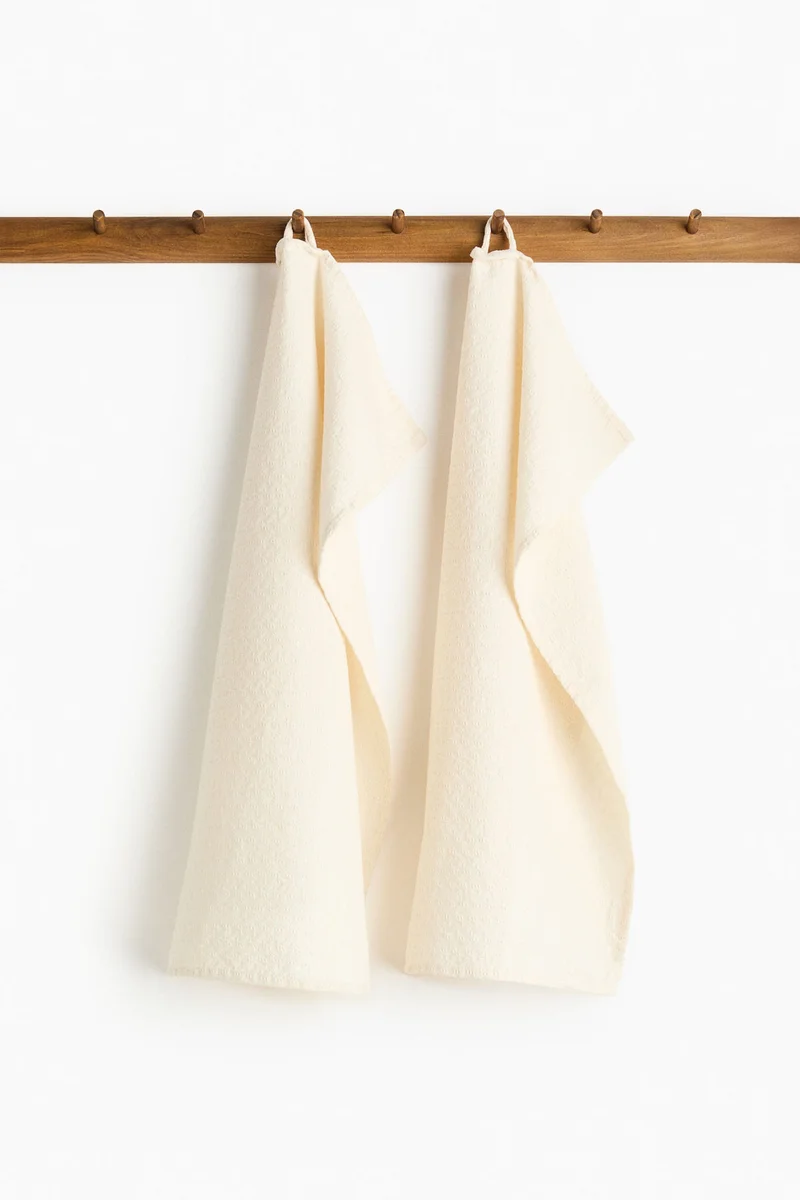 اتش اند ام منشفة مطبخ من نسيج الجاكار - عبوة من قطعتين