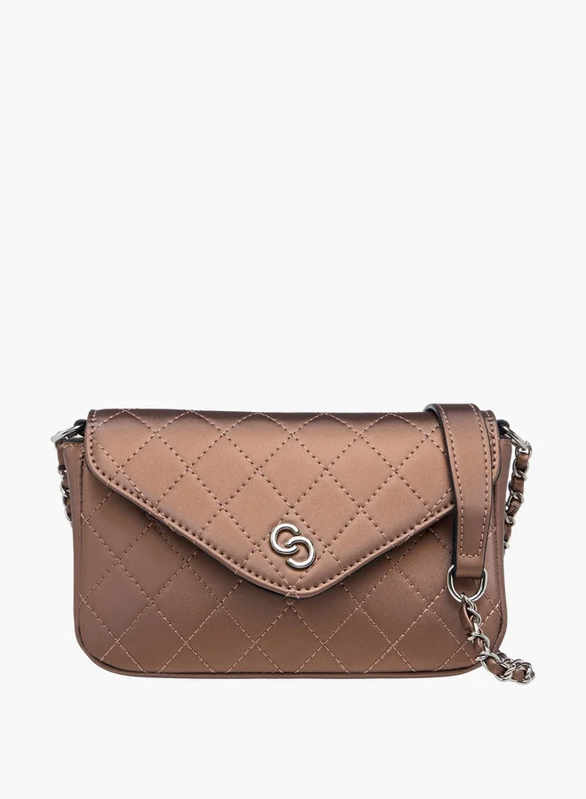 Celeste Quilted Crossbody Bag with Chain Strap and Flap Closure
