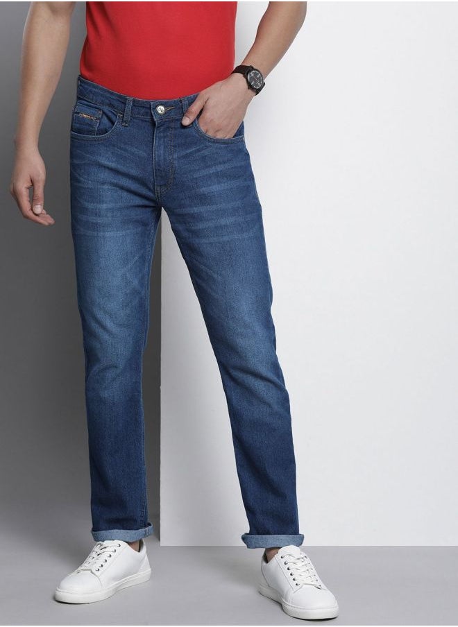 The Indian Garage Co Men Slim Straight Fit Solid Mid-Rise Stretchable Jeans  - Image 1