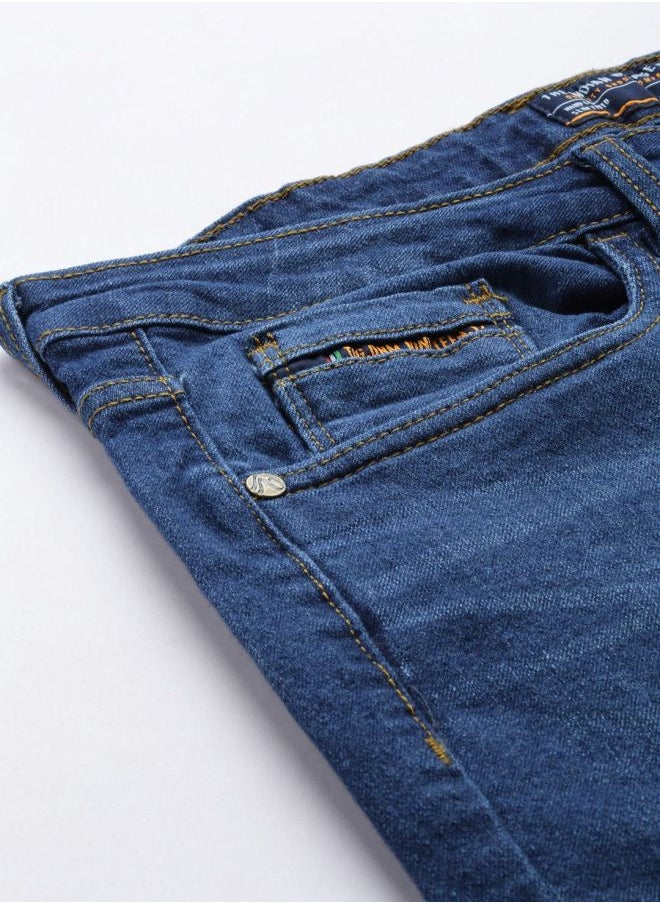 The Indian Garage Co Men Slim Straight Fit Solid Mid-Rise Stretchable Jeans  - Image 4
