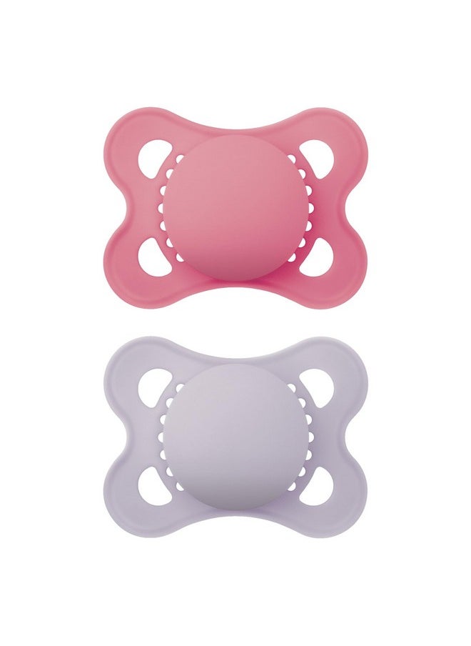 MAM Original Matte Baby Pacifier, Nipple Shape Helps Promote Healthy Oral Development, Sterilizer Case, 2 Pack, 0-6 Months, Girl,2 Count (Pack Of 1)  - Image 1