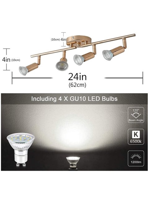 DLLT 3-Light Ceiling Track Light – Brushed Nickel, Adjustable Heads, GU10 LED Bulbs Included, For Bedroom Kitchen Hallway
