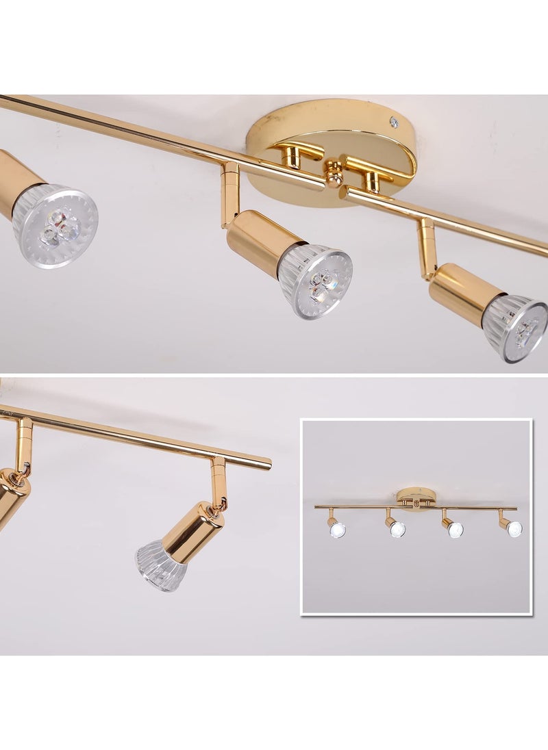 Ganeed - Modern 4-Light Spot Lights Led Ceiling Lighting Kit, Track light Spot Ceiling Lights Fixture, LED Track Light with Gold Flexibly Rotatable Light Head for Bedroom Studio,4×GU10 Bulb (Included) - Image 1