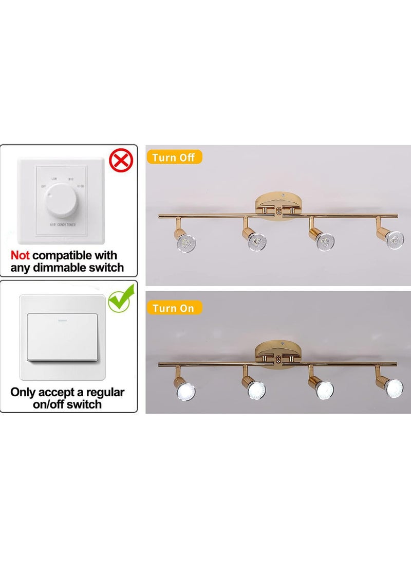 Ganeed - Modern 4-Light Spot Lights Led Ceiling Lighting Kit, Track light Spot Ceiling Lights Fixture, LED Track Light with Gold Flexibly Rotatable Light Head for Bedroom Studio,4×GU10 Bulb (Included) - Image 1