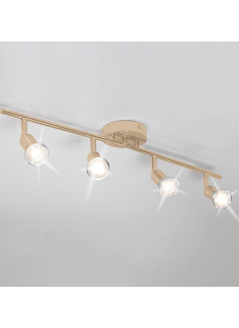 Ganeed - Modern 4-Light Spot Lights Led Ceiling Lighting Kit, Track light Spot Ceiling Lights Fixture, LED Track Light with Gold Flexibly Rotatable Light Head for Bedroom Studio,4×GU10 Bulb (Included) - Image 1