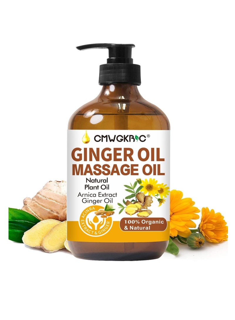 CMWGKBC Ginger Oil,Ginger Massage Oil for Lymphatic Drainage,Arnica Oil,100% Natural Massage Oil with Grape Seed Oil Arnica Extract,Vitamin E Oil and Ginger Oil-Warming and Relaxing - Image 1