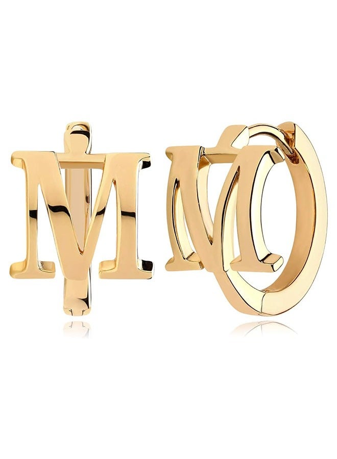 Mevecco Women Huggie Hoop Earrings Gold Initial Sleeper 14K Gold Filled Small Simple Delicate Handmade Hypoallergenic Personalized Jewelry Gift - 26 Letters - Image 1