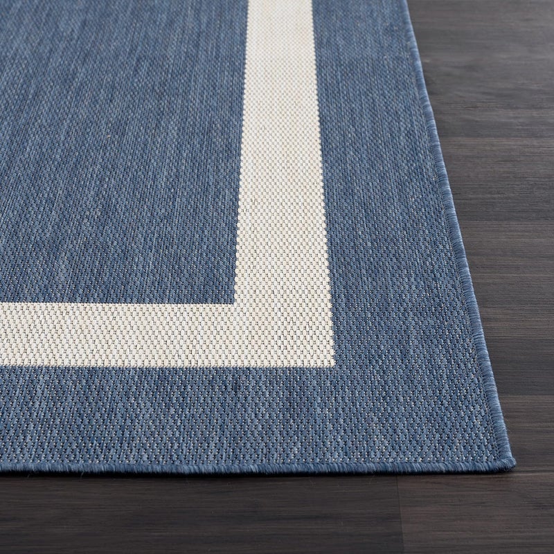 CAMILSON Outdoor Rug 5x7, Modern Outside Rugs for Patios Porches Waterproof Durable Washable Non-Shedding, Easy-to-Clean Indoor Outdoor Area Carpet (5 x 7, Bordered - Blue/White) - Image 5