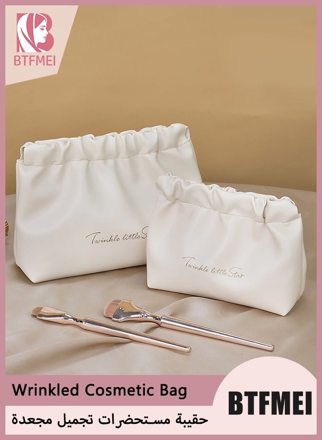 BTFMEI 2 PCS Small Makeup Bag for Purse Waterproof Cosmetic Pouch Mini Cosmetic Bags Portable Makeup Bag Set for Women Coin Purse Organizer for Lipstick Jewelry White - Image 1
