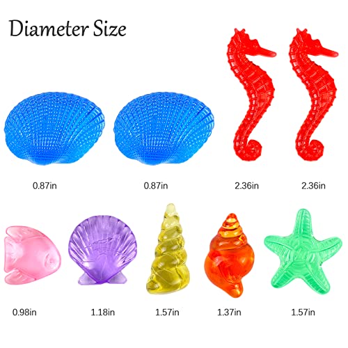 HAPTIME 100 Pcs Sensory Bin Filler, Diving Gem Pool Toys for Kids, Plastic Seashells Under The Sea, Little Mermaid Table Decorations, Sea Shells for Crafting, Vase Filler - Image 4