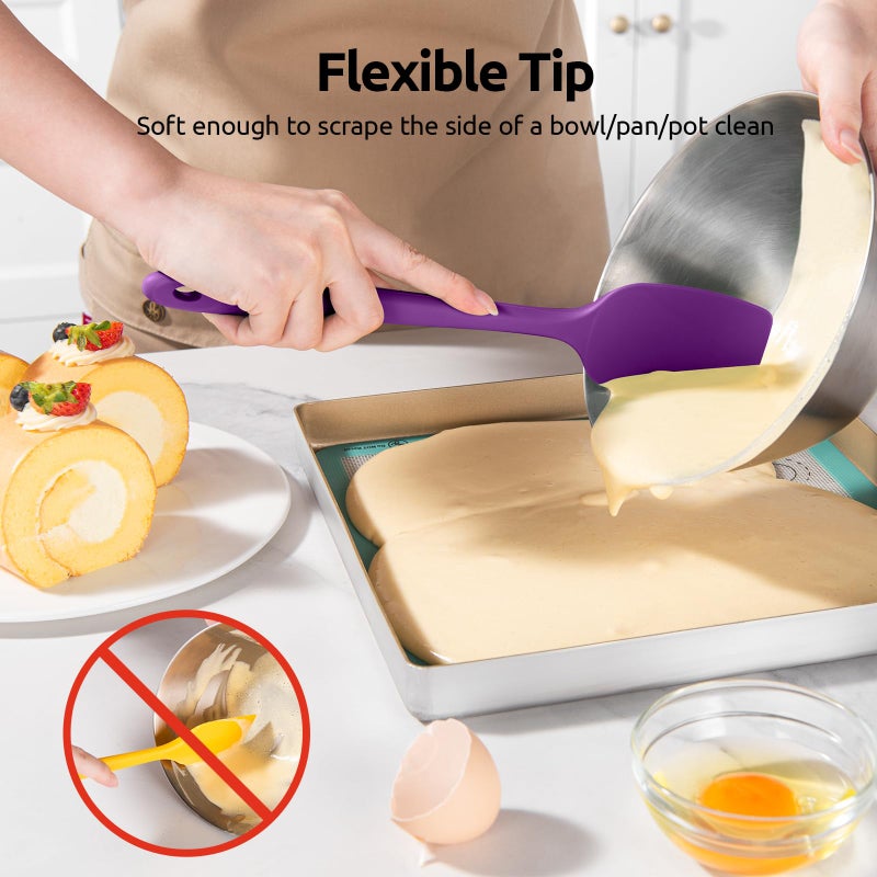 U-Taste Heat Resistant Silicone Spatula - 600ÂºF Hot-Proof Food Grade Kitchen Baking Bowl Scraper, Flexible and Sturdy Rubber Cooking Utensil for Mixing Scraping in NonStick Cookware (4 Pcs, Colorful) - Image 4