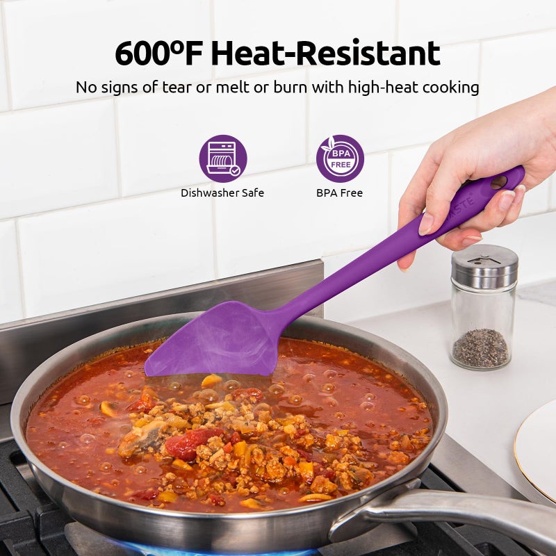 U-Taste Heat Resistant Silicone Spatula - 600ÂºF Hot-Proof Food Grade Kitchen Baking Bowl Scraper, Flexible and Sturdy Rubber Cooking Utensil for Mixing Scraping in NonStick Cookware (4 Pcs, Colorful) - Image 3