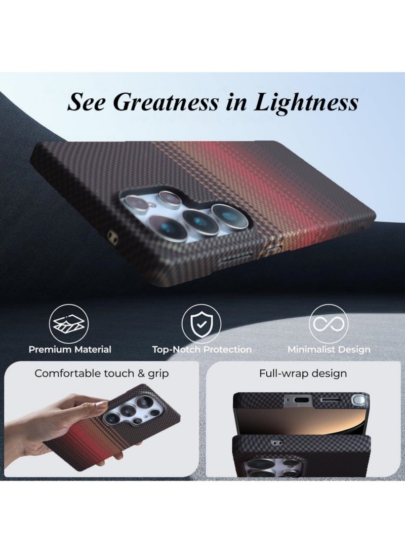 Adando Designed for Samsung Galaxy S26 Ultra Case, Compatible with Mag-Safe, S26 Ultra Phone Case Slim Carbon Fiber, Case for Samsung S26 Ultra Shockproof Strong Magnetic Cover, Wireless Charging (Sunset) - Image 3