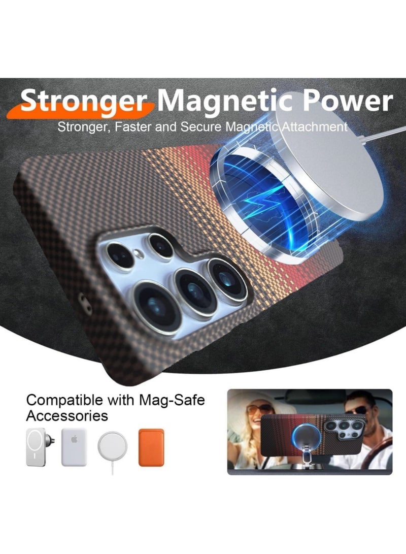 Adando Designed for Samsung Galaxy S26 Ultra Case, Compatible with Mag-Safe, S26 Ultra Phone Case Slim Carbon Fiber, Case for Samsung S26 Ultra Shockproof Strong Magnetic Cover, Wireless Charging (Sunset) - Image 5