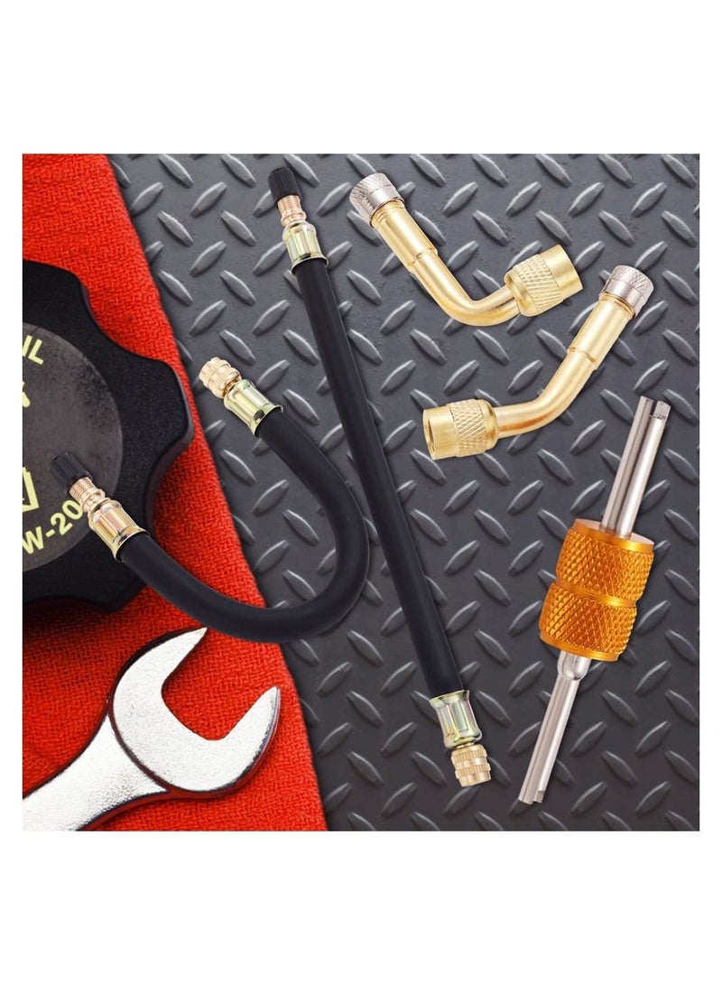 Valve Stem Extension 4PCS 8.27 Inches Dually Extenders 2PCS Core Removal Tool 6 Pieces 45 90 135 Degree Brass Adaptor - Image 5