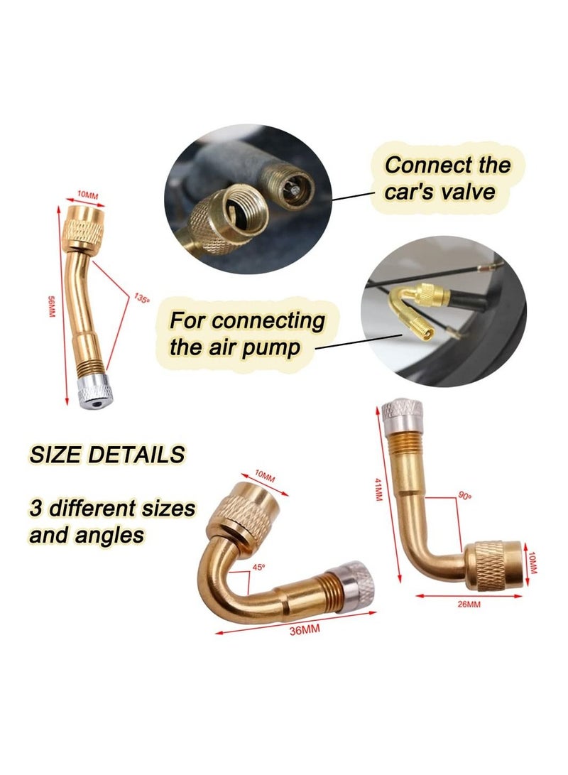 Valve Stem Extension 4PCS 8.27 Inches Dually Extenders 2PCS Core Removal Tool 6 Pieces 45 90 135 Degree Brass Adaptor - Image 4