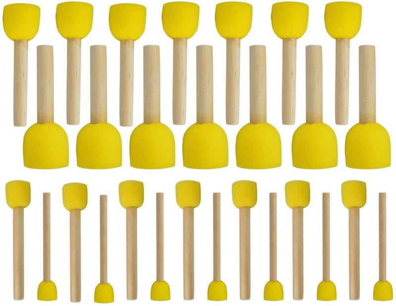 WAFJAMF 28Pieces Assorted Size Round Sponges Brush Set Paint Tools for Kids 