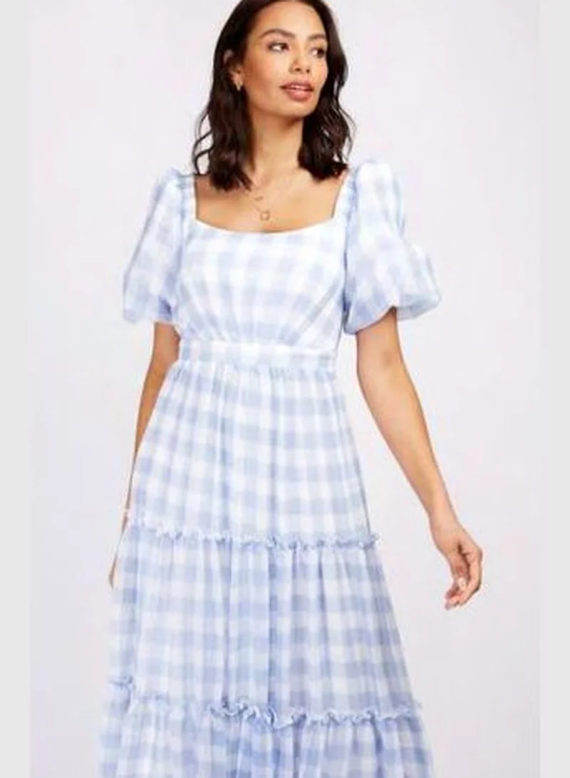 ليتل مسترس Somerset by Alice Temperley Blue Gingham Tiered Maxi