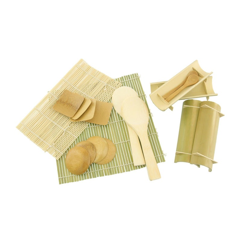 BambooMN BambooImportsMN 12" Sushi Oke Tub (Hangiri) with 19pc Sushi Making Accessory Pack - Image 2