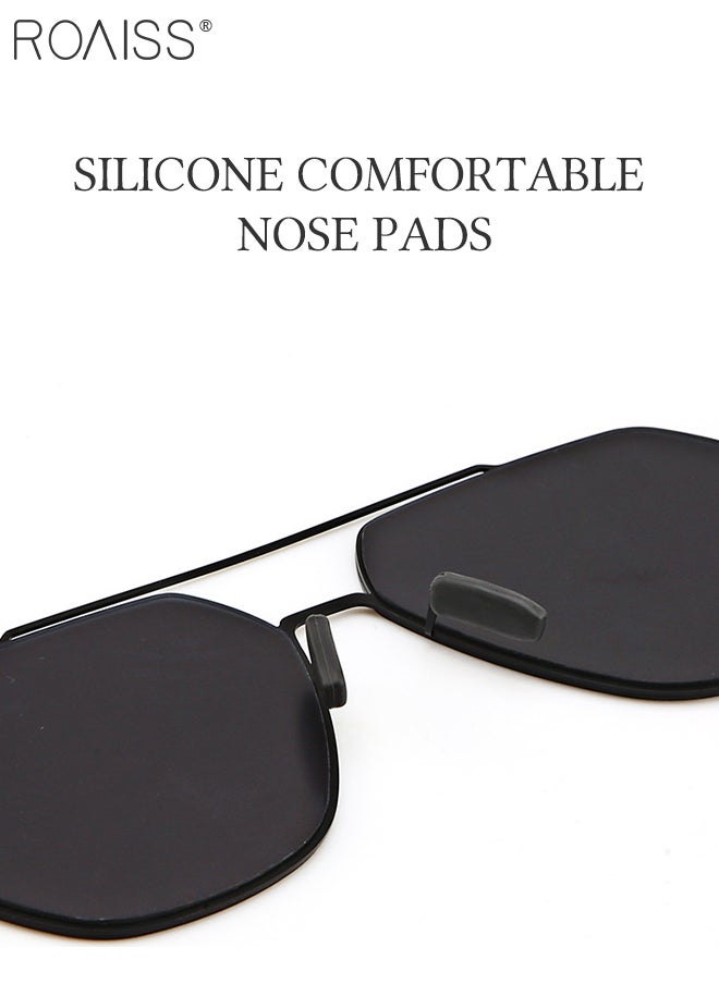 roaiss - Men's Square Sunglasses, UV400 Protection Sun Glasses with Ultralight Metal Frame and Titanium Temple, Fashion Anti-Glare Sun Shades Suitable for Men Driving, Fishing, Traveling, Black - Image 1