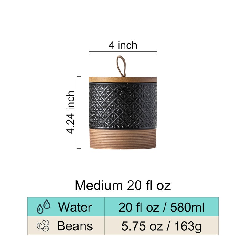 Miamolo Ceramic Jars with Lid, Small Coffee Canister with Lid, Kitchen Food Storage Jars for Sugar Loose Leaf Tea Candy, Decorative Jar for Countertop, Pantry, Coffee Bar Accessories Black & 20 fl.oz - Image 3