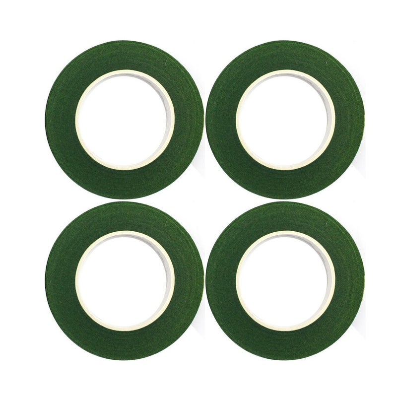 Decora 4 Rolls 1/2" by 120 Yard Dark Green Floral Tape for Stem Wrap DIY Floral Craft and Arrangement Supply - Image 1