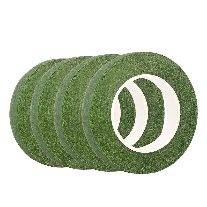 Decora 4 Rolls 1/2" by 120 Yard Dark Green Floral Tape for Stem Wrap DIY Floral Craft and Arrangement Supply - Image 3